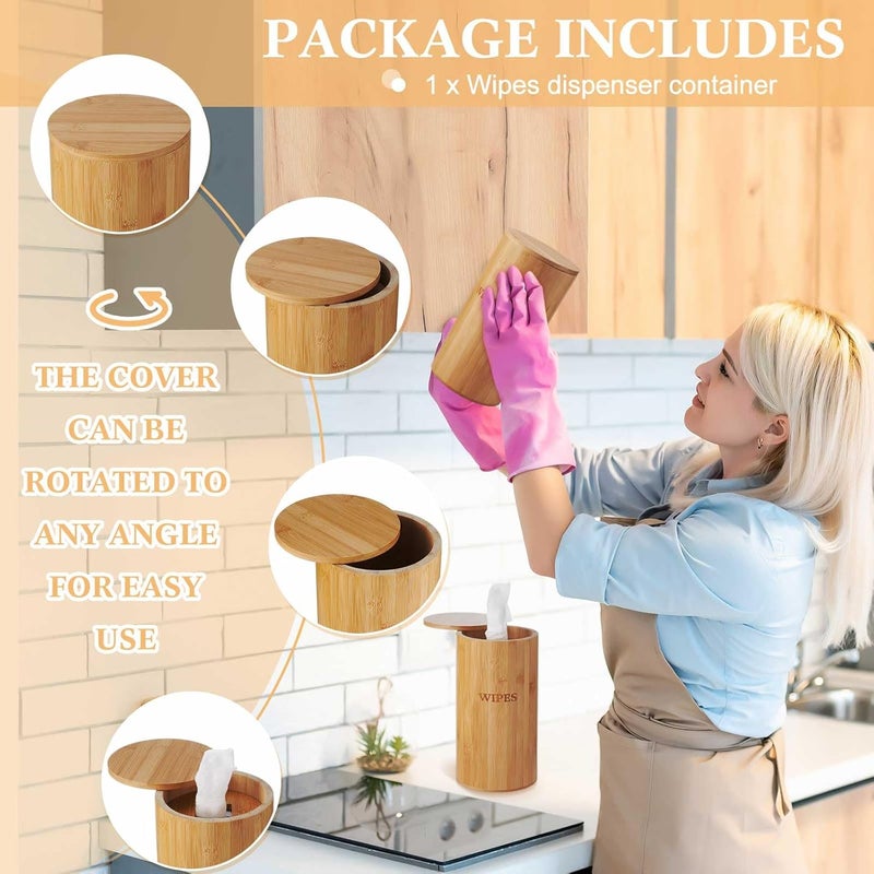 Willinglong Refillable Wet Wipes Dispenser Disinfecting Wipe Container with Magnetic Lid Stylish Decorative Bamboo Holder for Bathroom Kitchen Countertop Home Office Storage Cleaning(Natural) - Image 3